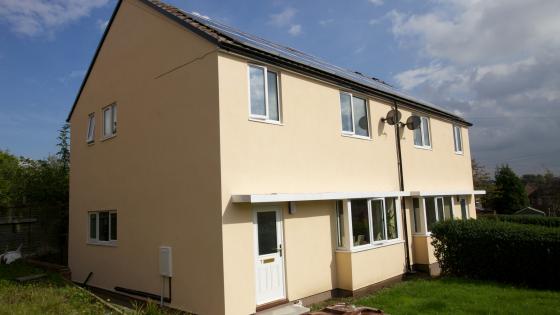 One of the completed pairs of semi-detached homes in Wakefield