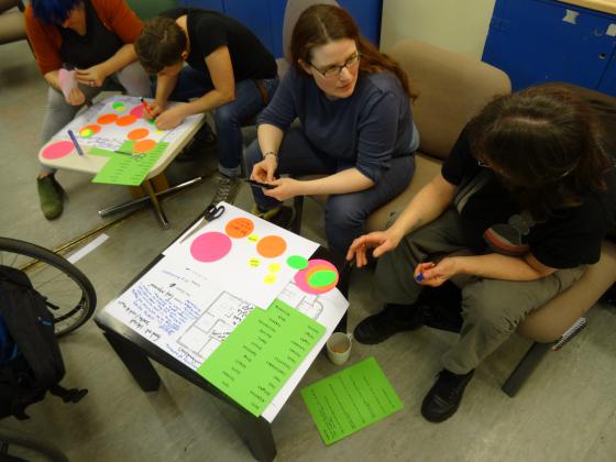 Participants used coloured card to plan the new centre.