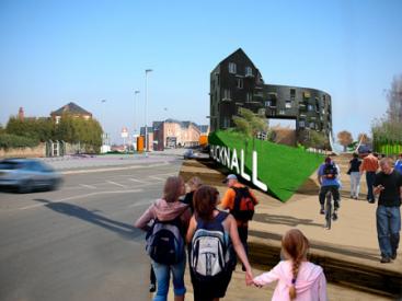 Photomontage of station approach